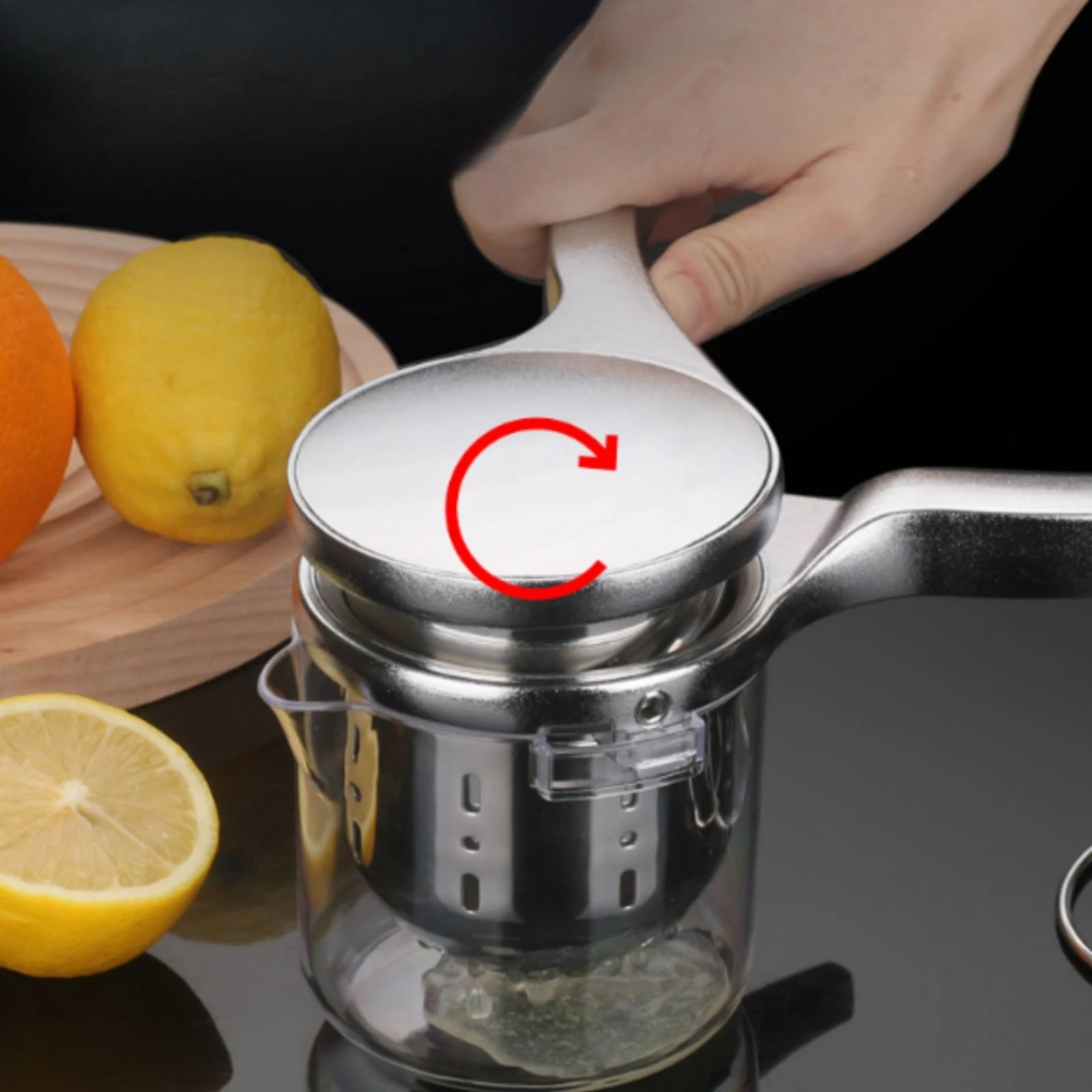 Manual Rotary Juicer Easy to Clean Hand Press Juicer with Cup Citrus Press Heavy Duty Non-Slip for Campers, Home Kitchen