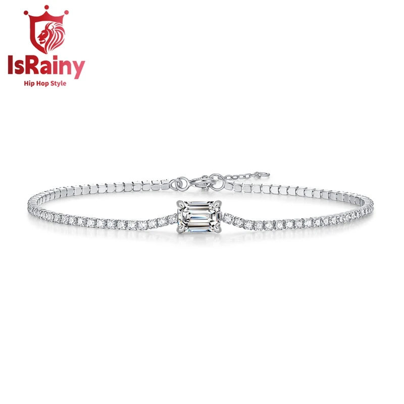 

IsRainy, в стиле хип-хоп, рок, искусственное серебро 100% дюймов, с круглой огранкой, VVS1 D, реальная Гра, браслет-цепочка для тенниса, Изящные Ювелирные изделия