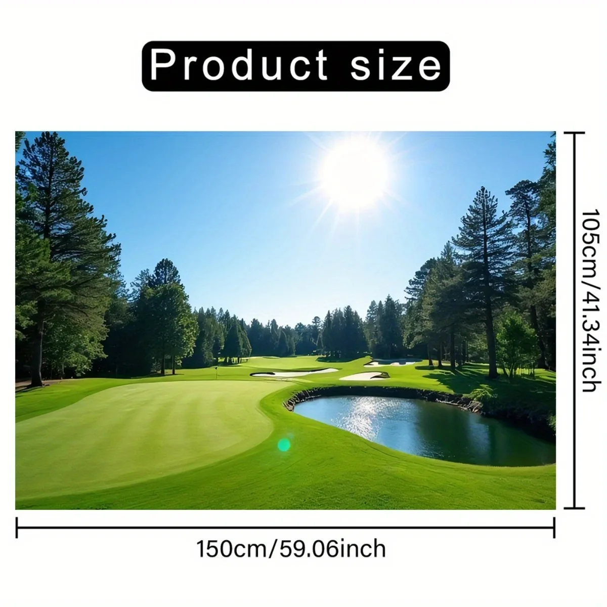 Golf Course Tapestry Wall Hanging Green Landscape with Lake and Trees Wall Art Tapestry Boho Home Decor for Bedroom Living Room