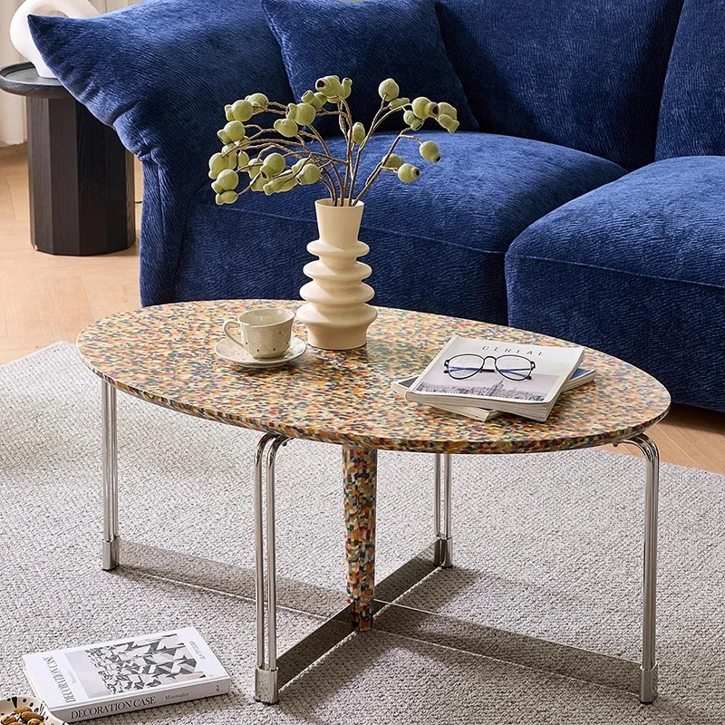 European Minimalist Coffee Table Oval Glam Modern Luxury Coffee Table Living Room Trendy Table Basse Pour Salon Furniture