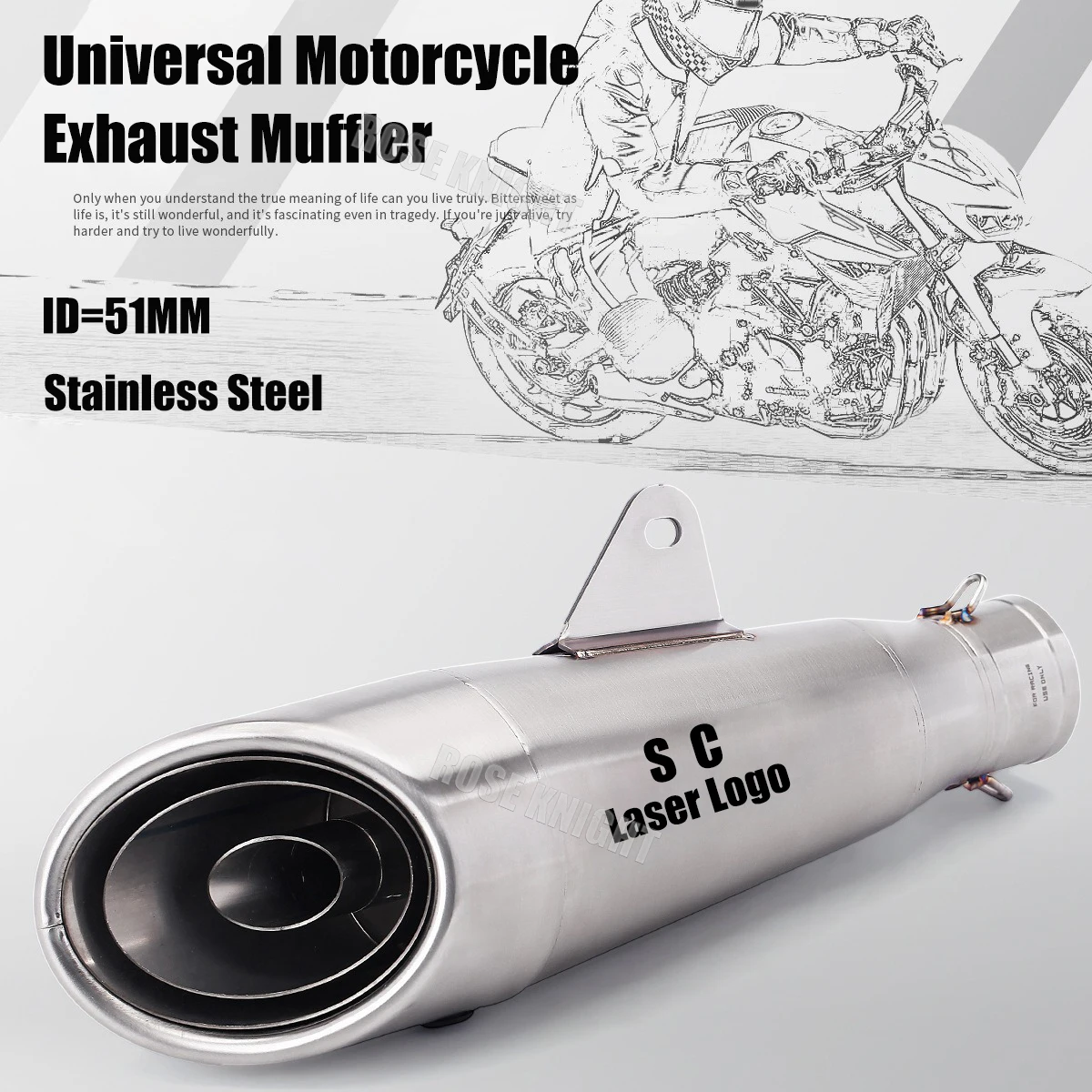 

Universal 3 Layers 51MM sc Motorcycle Exhaust Muffler Escape With Detachable Silencer For Kawasaki Honda Suzuki Yamaha Ktm ETC