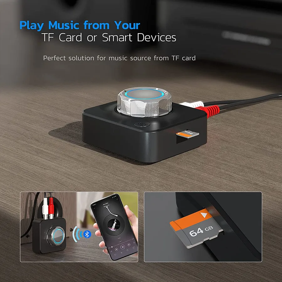 Bluetooth 5.0 Audio Receiver 3D Stereo Music Wireless Adapter TF Card RCA 3.5mm 3.5 AUX Jack For Car Speaker Amplifier Headphone image 2