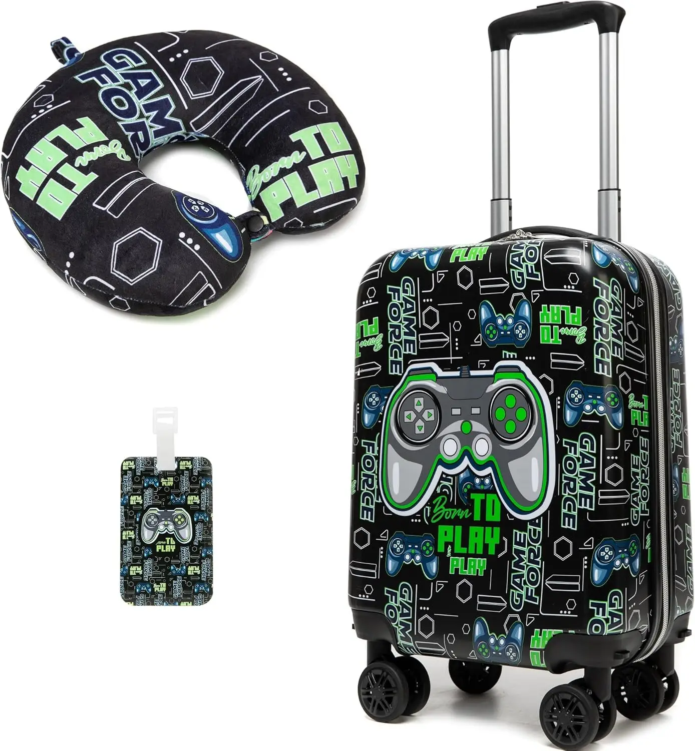 

Kids Hardside Luggage Set with Spinner Wheels, 2-Piece 16in Toddler Suitcase for Boys Travel Carry-On Airline Approved
