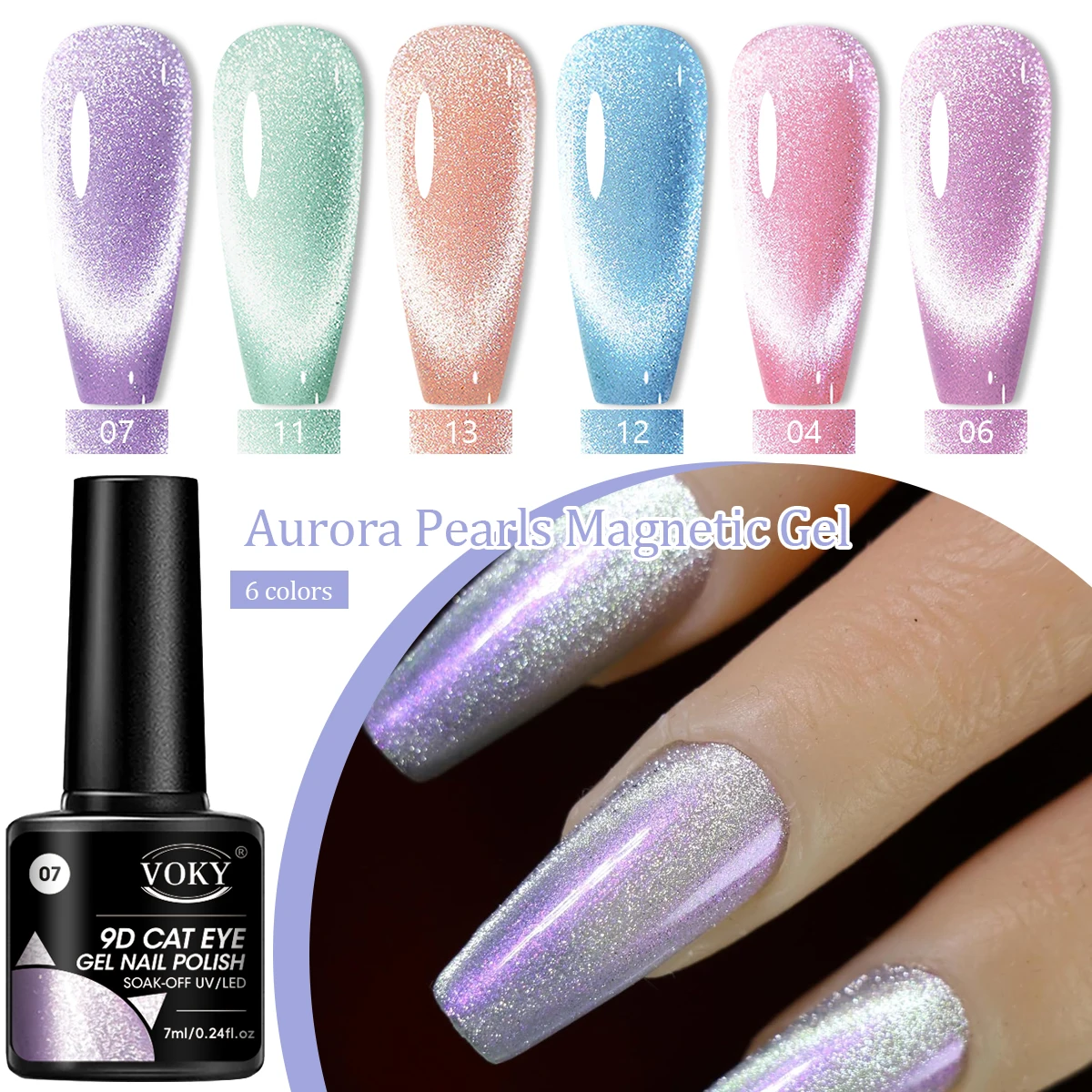 

VOKY 6PCS/SET cat's Eye Gel Set, formaldehyde-free, UV/LED curing, nail art salon, ladies' gift