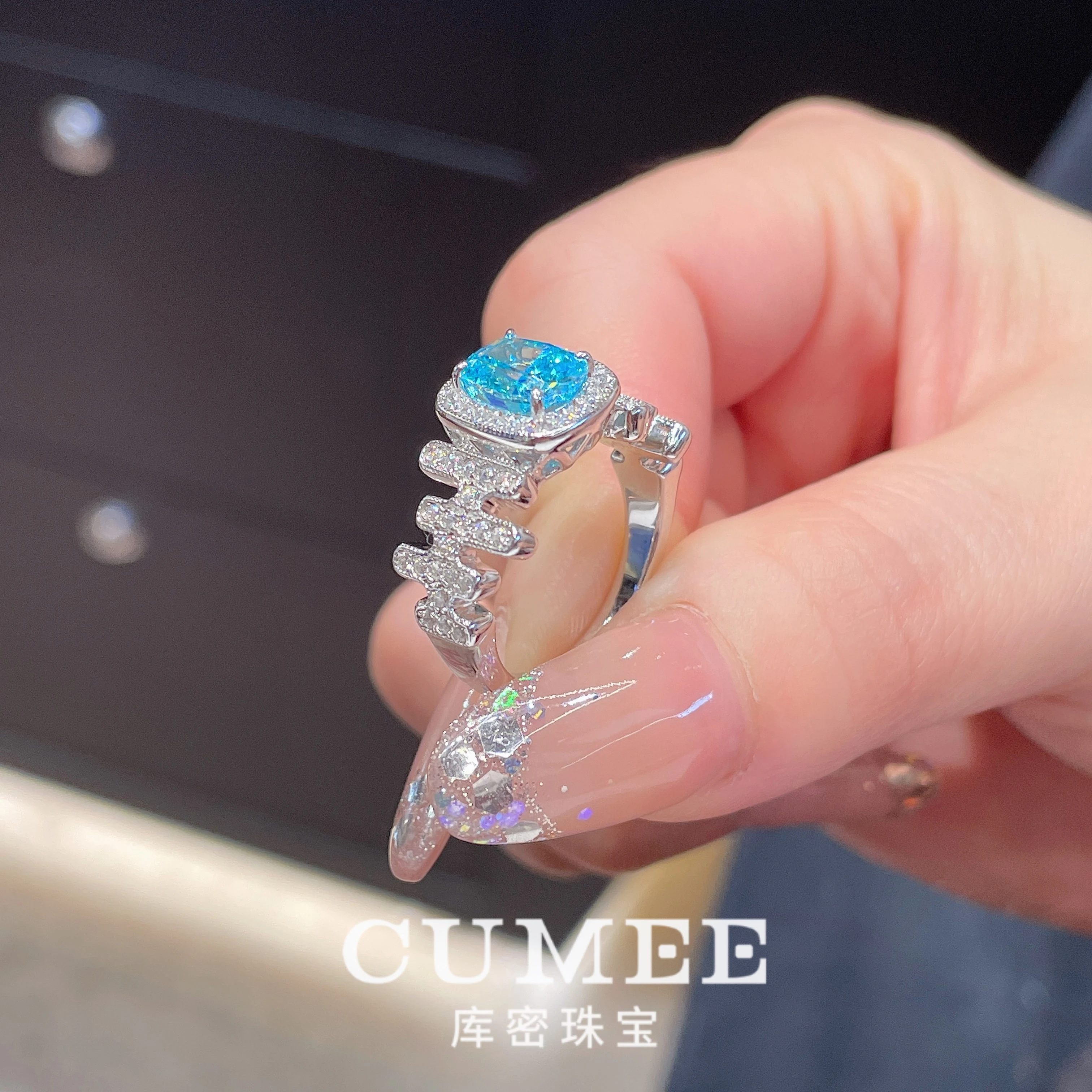 مجموعة أقراط على شكل سوار على شكل حلقة من الزبرجد الاصطناعي من سلسلة سحابة على الطراز الصيني الجديد من CUMEE. 925 فضة مطلية بالذهب #2