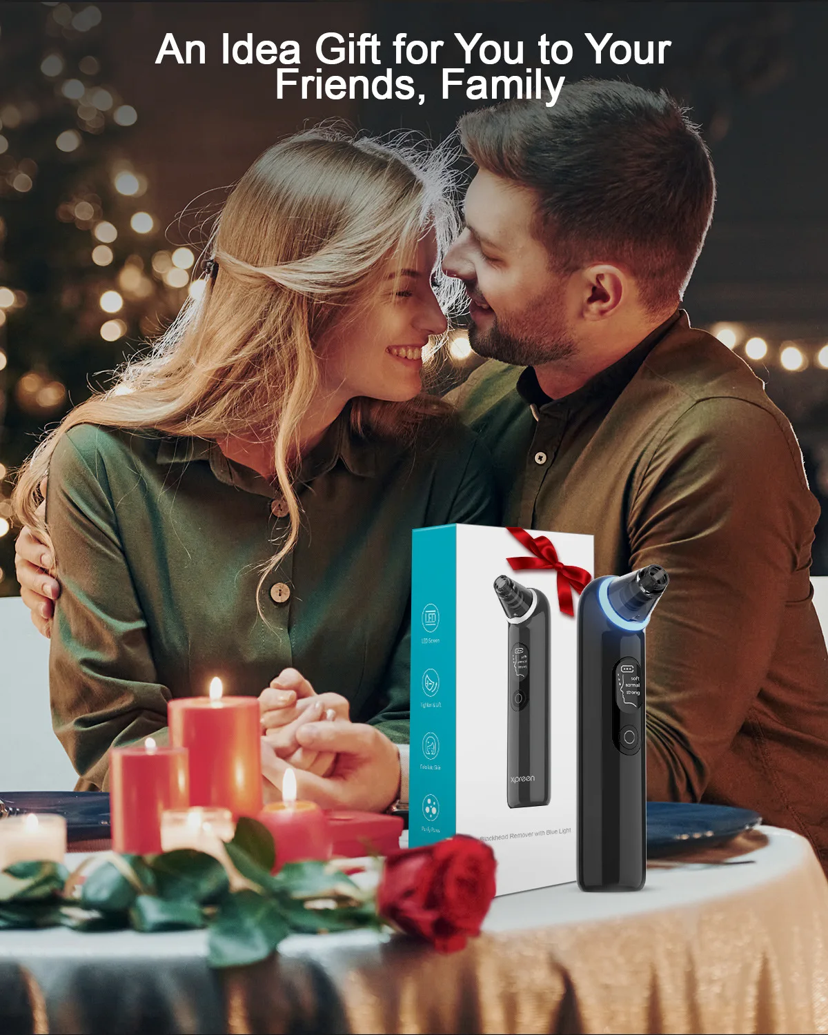 Professional Electric Blackhead Remover with Microbubble, Comedone Extractor & Blue Light - Home Facial Cleansing Device