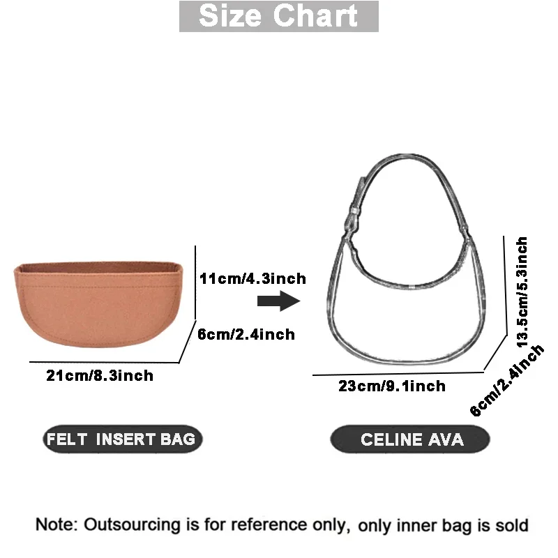 Felt Bag Organizer Upgrade Accessory For CELINE-AVA  Handbag Improve Space Fixed Shape Inner Liner Pocket Modification Part