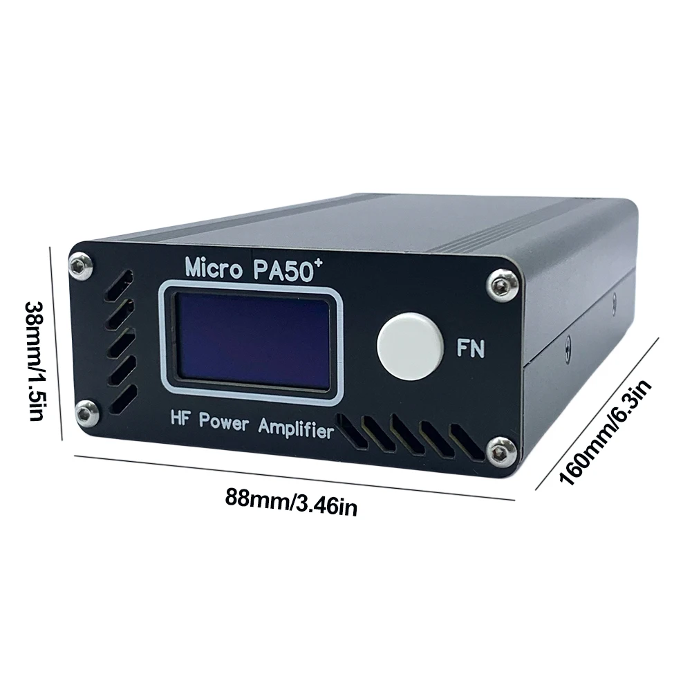 Micro PA50 PLUS HF Power Amplifier 50W 3.5MHz-28.5MHz 1.3-Inch OLED Screen with Power / SWR Meter + LPF Filter for Radio