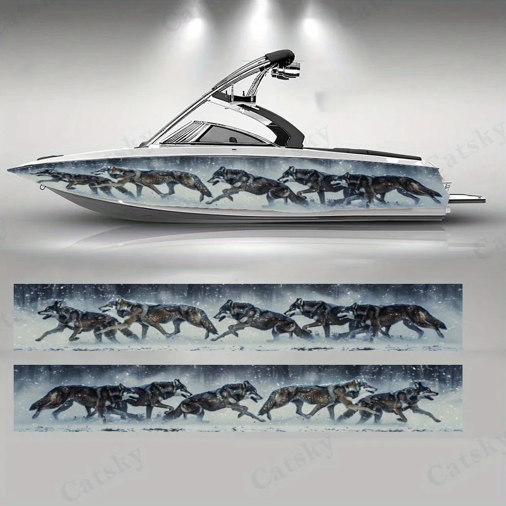 

Wolf Shadows in Snow Boat sticker vinyl ship pontoon deck Boat fishing decorative pontoon boats decal