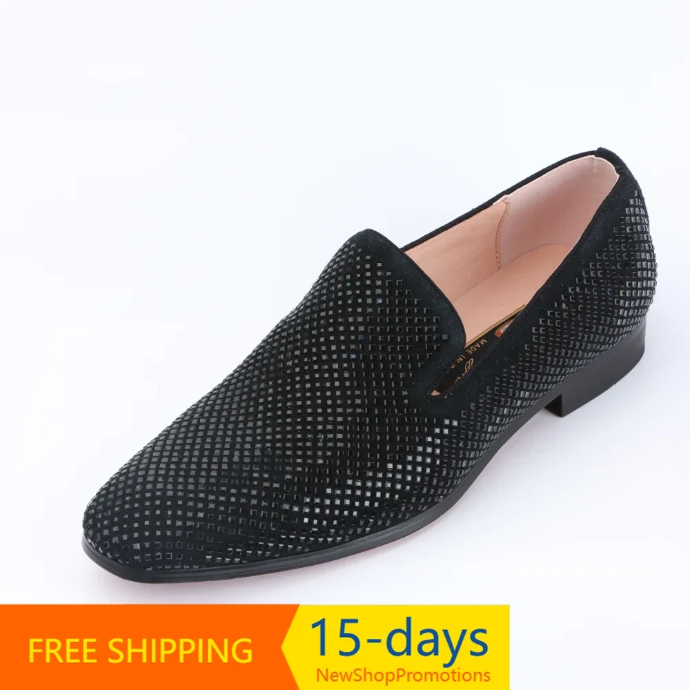 

New High-Quality Genuine Cow Leather Fashion Solid Rhinestones Shoes Luxurious Design Hot Sale Men Shoes Business Leather shoes