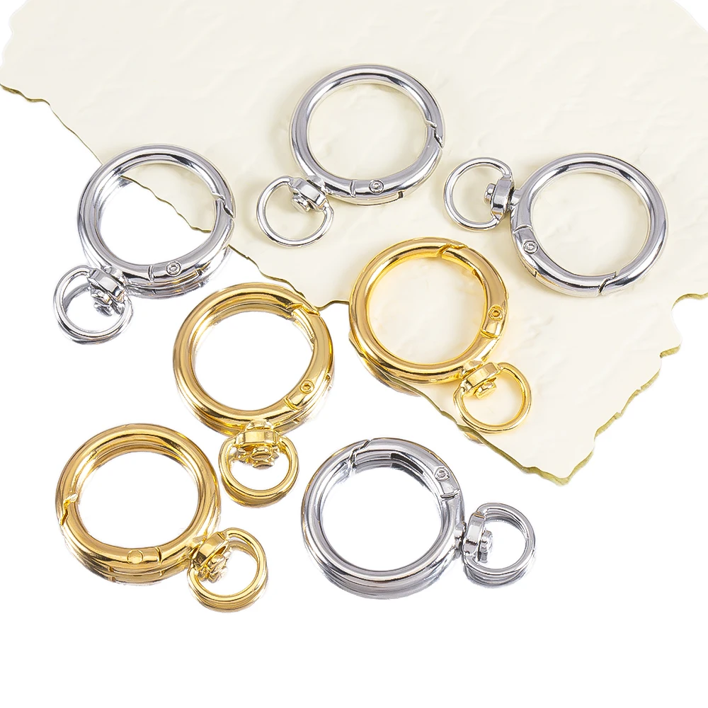 2pcs Rotatable Metal Spring Snap O-Rings Key Rings
