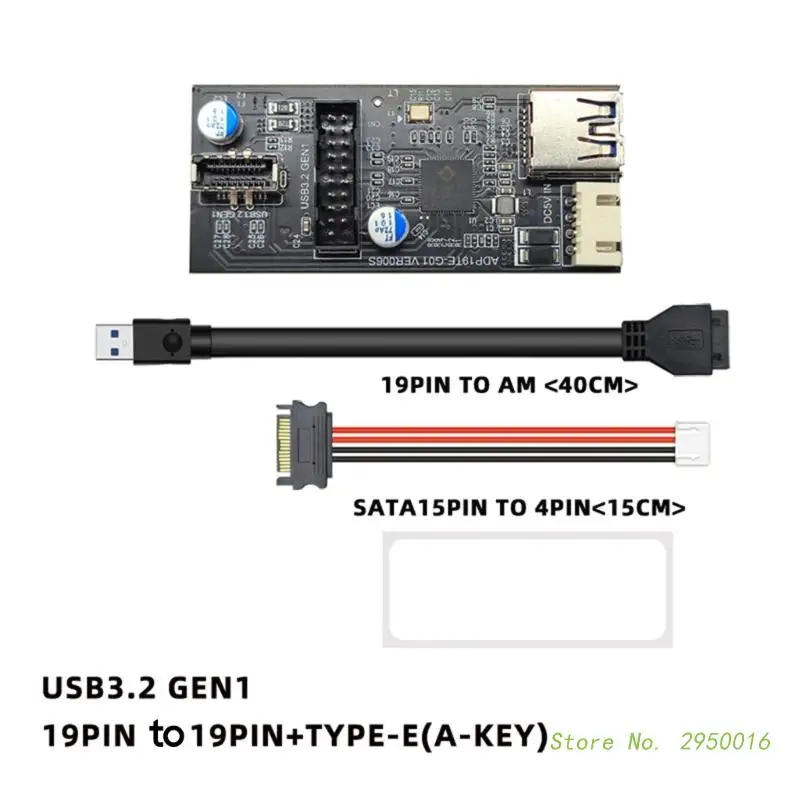 USB 3.2 Expansion Card 5Gbps USB3.2 Front GEN1 to Dual Port 19PIN Connector Riser Card for WinXP for Win7 8 10 11 Linux