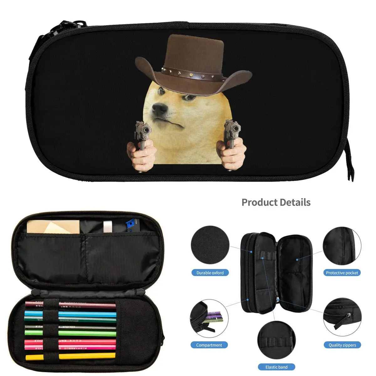 Doge 柴犬ミーム鉛筆ケース学生用スクールペンボックス鉛筆バッグ大容量鉛筆ポーチ収納文具用品