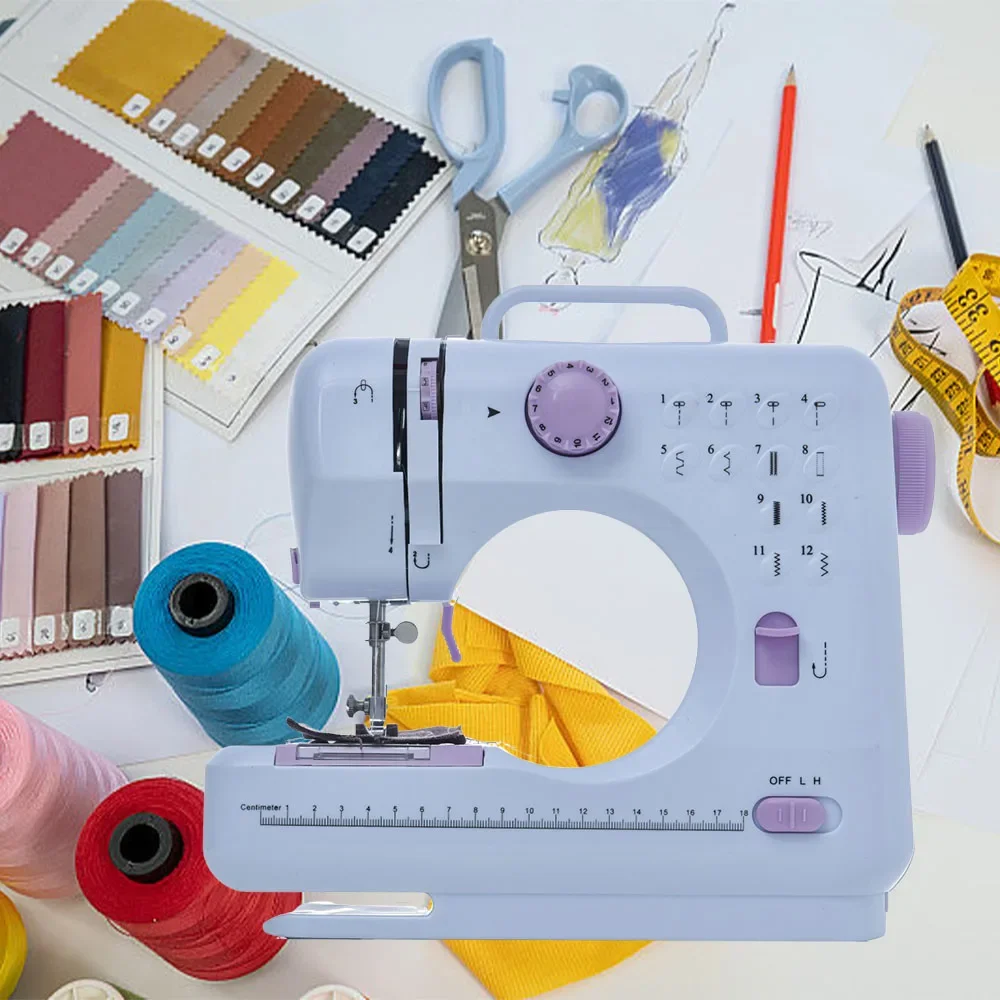 

Mini Household Portable 12 Stitch Sewing Machine Electric Crafting Mending Overlock Pedal Replaceable Presser Foot Beginner DIY