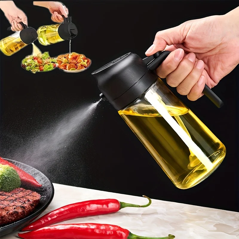 2-in-1 Glass Oil Sprayer & Dispenser - BPA-Free, Perfect for BBQ, Baking, Roasting & Picnics