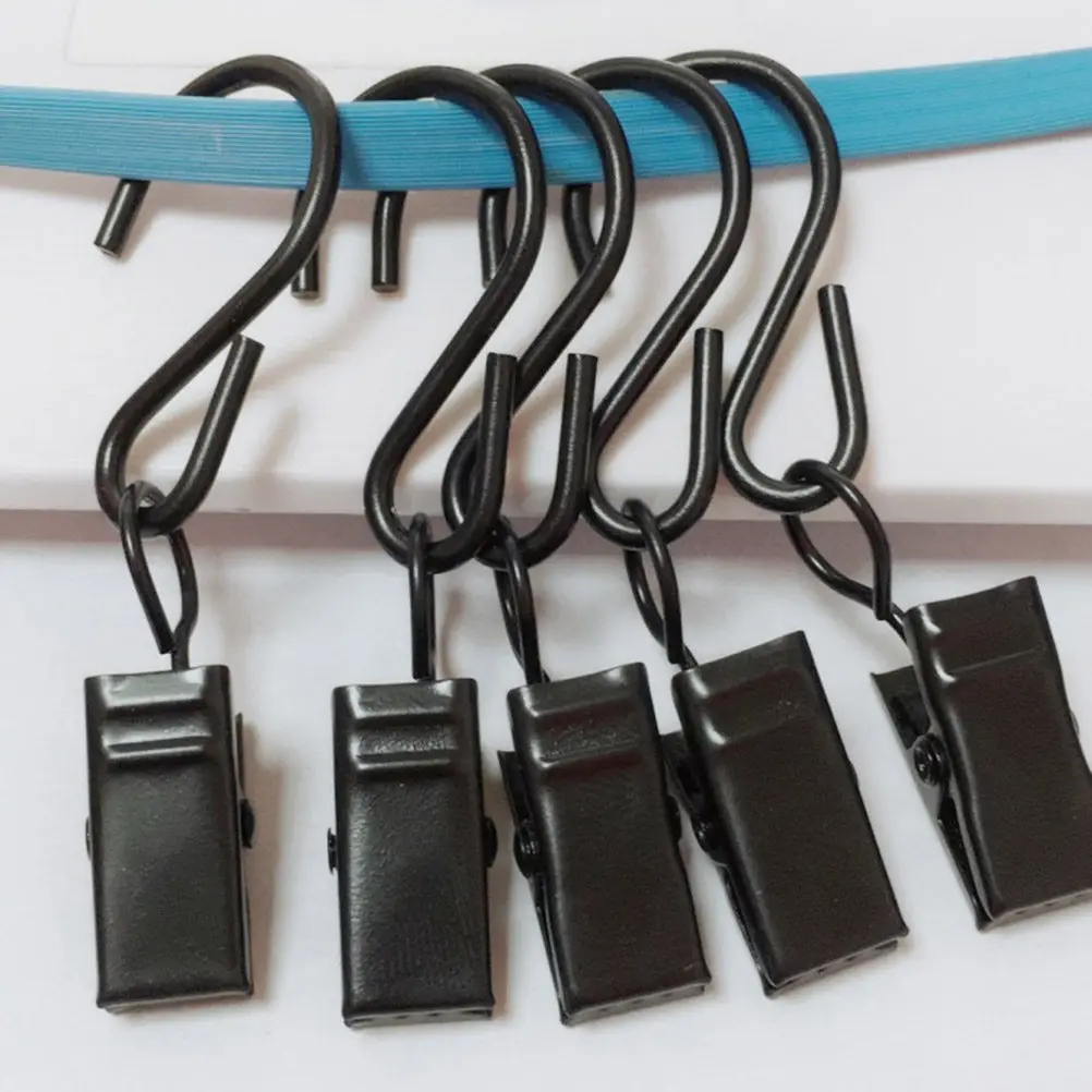 60 Pcs Drapery Iron Rings Anti-skid Curtain Clips With Hooks Curtain Rings Drapery Clamp Hooks For Curtains Rod Wall Hangers