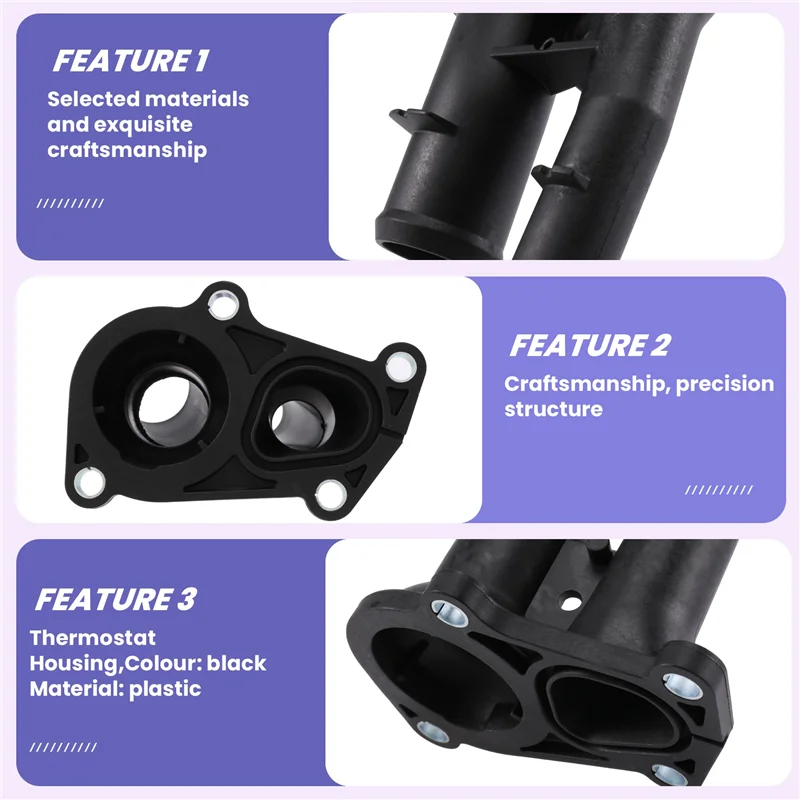 A19Q-Thermostat Housing Coolant Flange Fit For Ford C-Max Focus Fusion Mondeo Fiesta 2001-2012 1707050 2S6G-9K478-BC