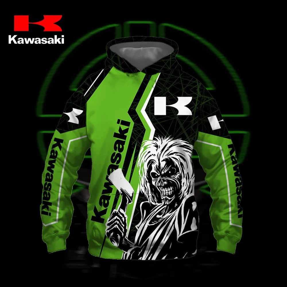 

New 3D Men's Long Sleeve Hoodie Kawasaki Motorcycle Sports Cycling Hoodie Children's Adult Motorcycle Enthusiast Casual Shirt