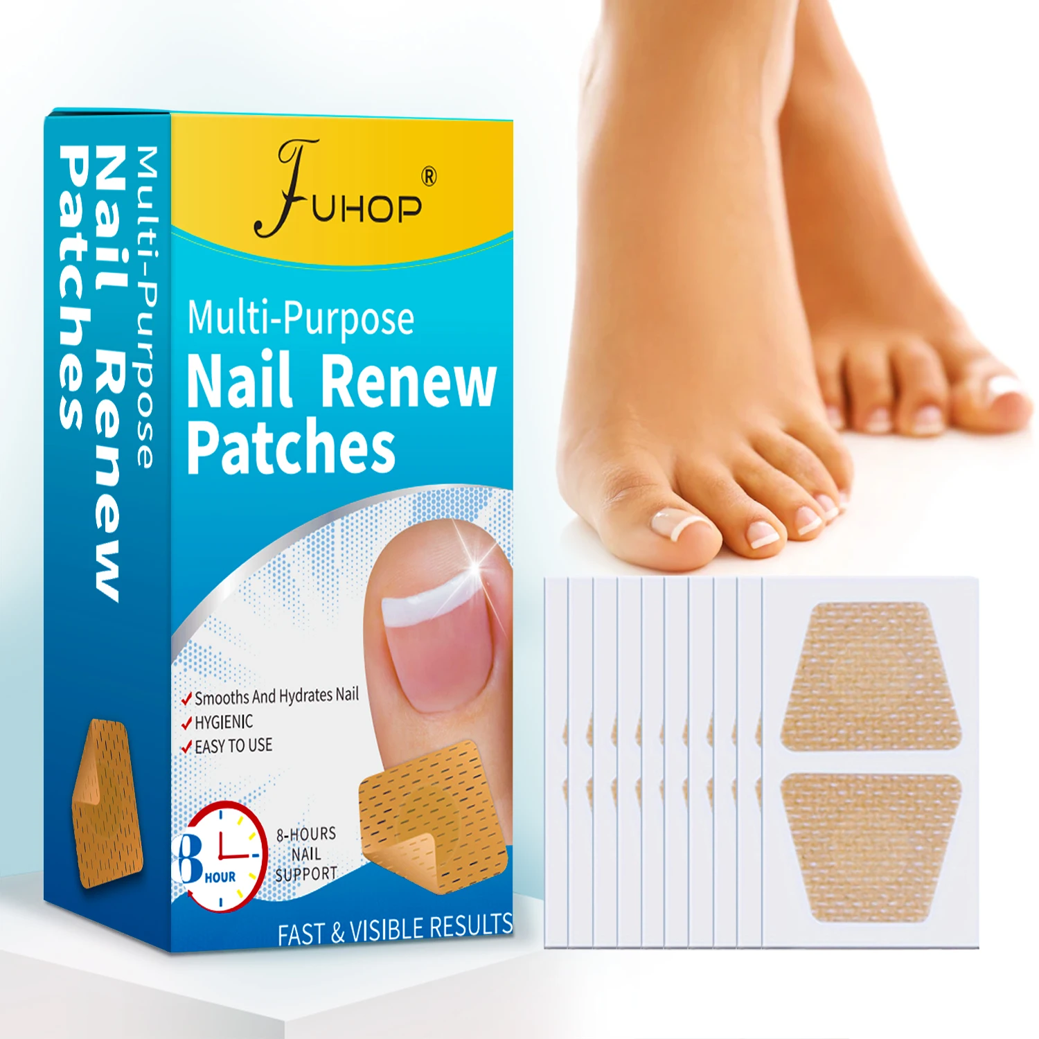 

80PCS toenail renewal patches improve nail appearance, protect and strengthen nails, reduce discoloration and thickness