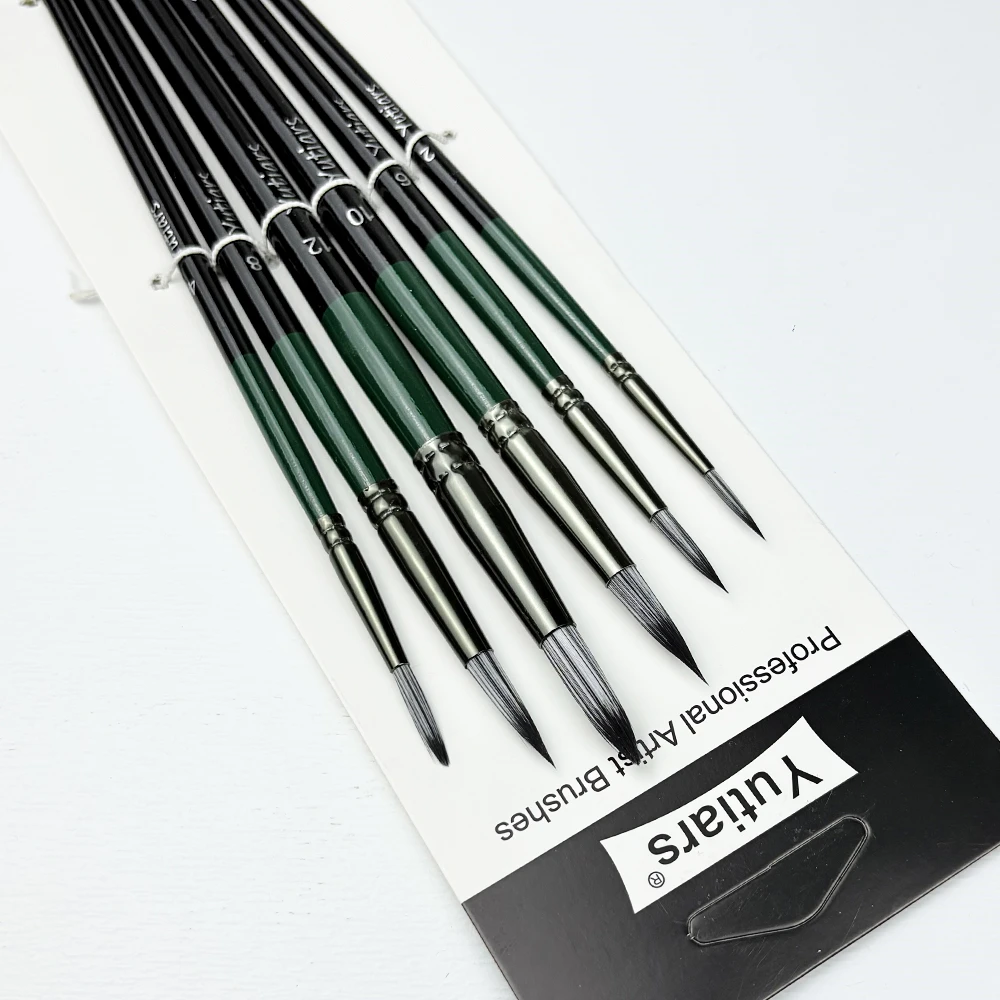 6PCS Pointed Watercolor Brush Set, Round Artist Paint Brushes 2#-12# for Fine Detail, Washes, Gouache,Ink and Illustration