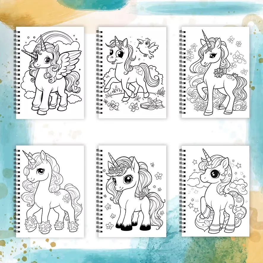 塗り絵 - 8.3 x 11.2インチ、愛らしいユニコーンの32ページ - 新学期の季節に家族や友人への理想的なギフト
