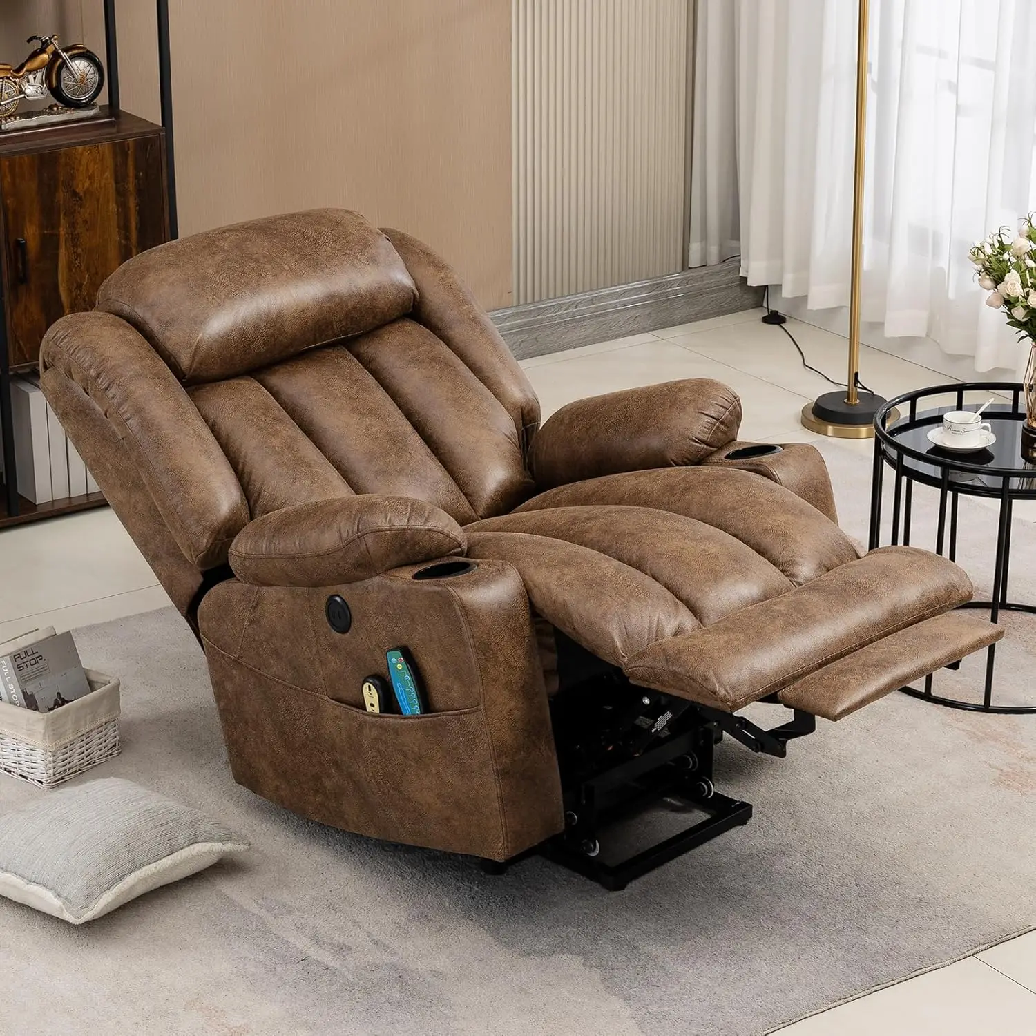 Tall Man Large Power Lift Recliner Chair with Massage and Heat for Elderly, Overstuffed Wide Electric Lift Recliner, Customized