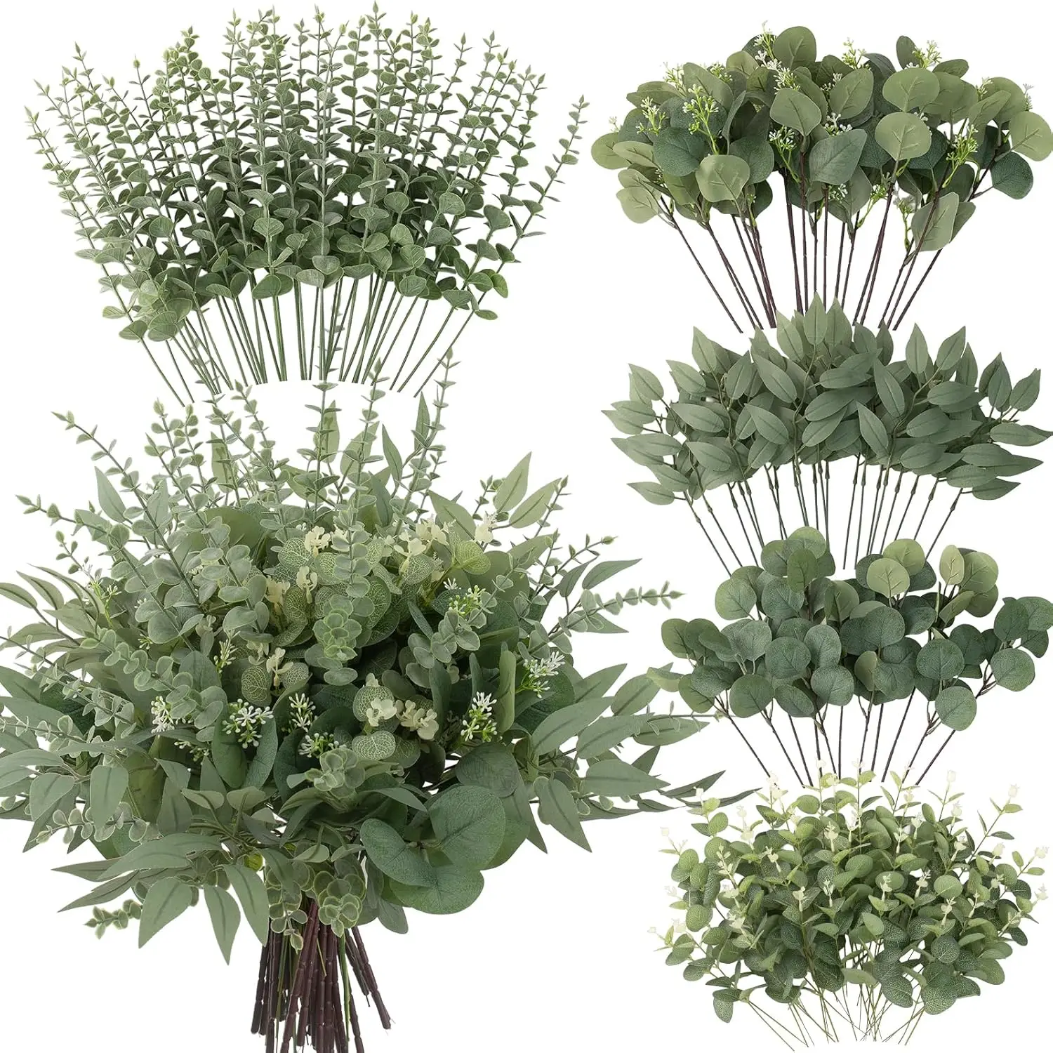 

YeeNanee 90pcs Artificial Mix Greenery Eucalyptus Leaves Stem Bulk for Vase Wedding DIY Bouquets Floral Arrangements Home Decor