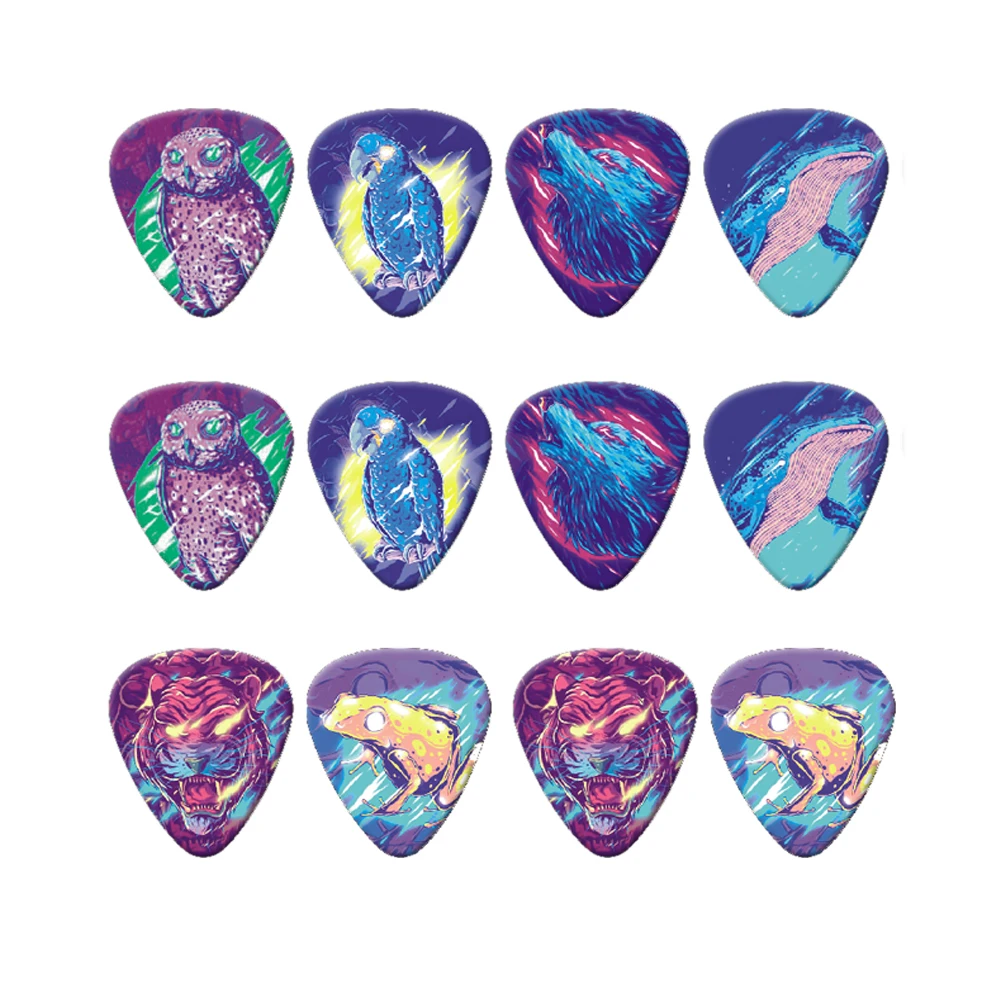 2025 New 12Pcs Premium ABS Guitar Picks Set- Unique Design, Colorful Dual-Side Printing, Stylish Gift for Guitarists