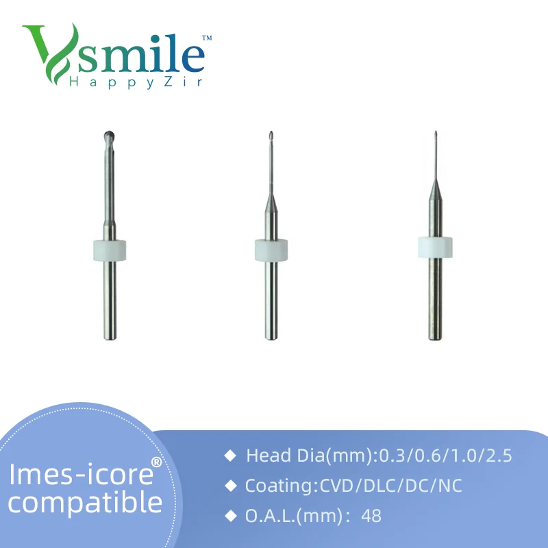 Vsmile Imes-Icore Dental CAD CAM Milling Burs For Cutting Zirconia,PMMA,PEEK And WAX Blocks