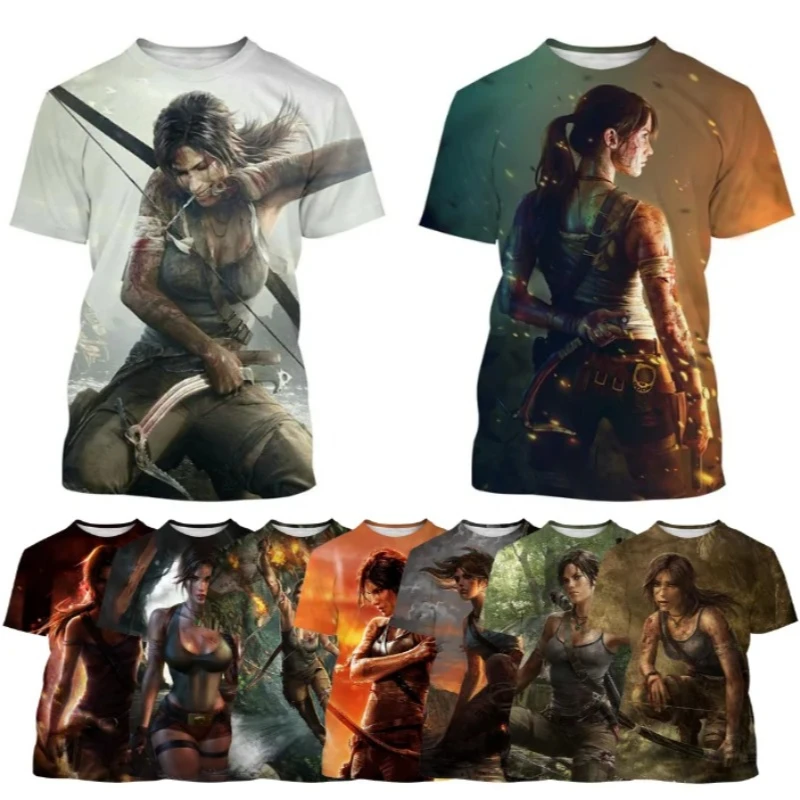 

2025 New Best Selling Tomb Raider 3D Lara Printed Personality Men's/Women's T-Shirts Cool Street Style Kids Short Sleeve Tee Top