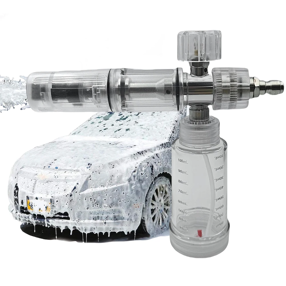 

100ml Liquid Foam Sprayer Adjustable 4500PSI Water Foam Pot with 1/4 Inch Quick Connector Foam Spray Pot Car Wash Accessories