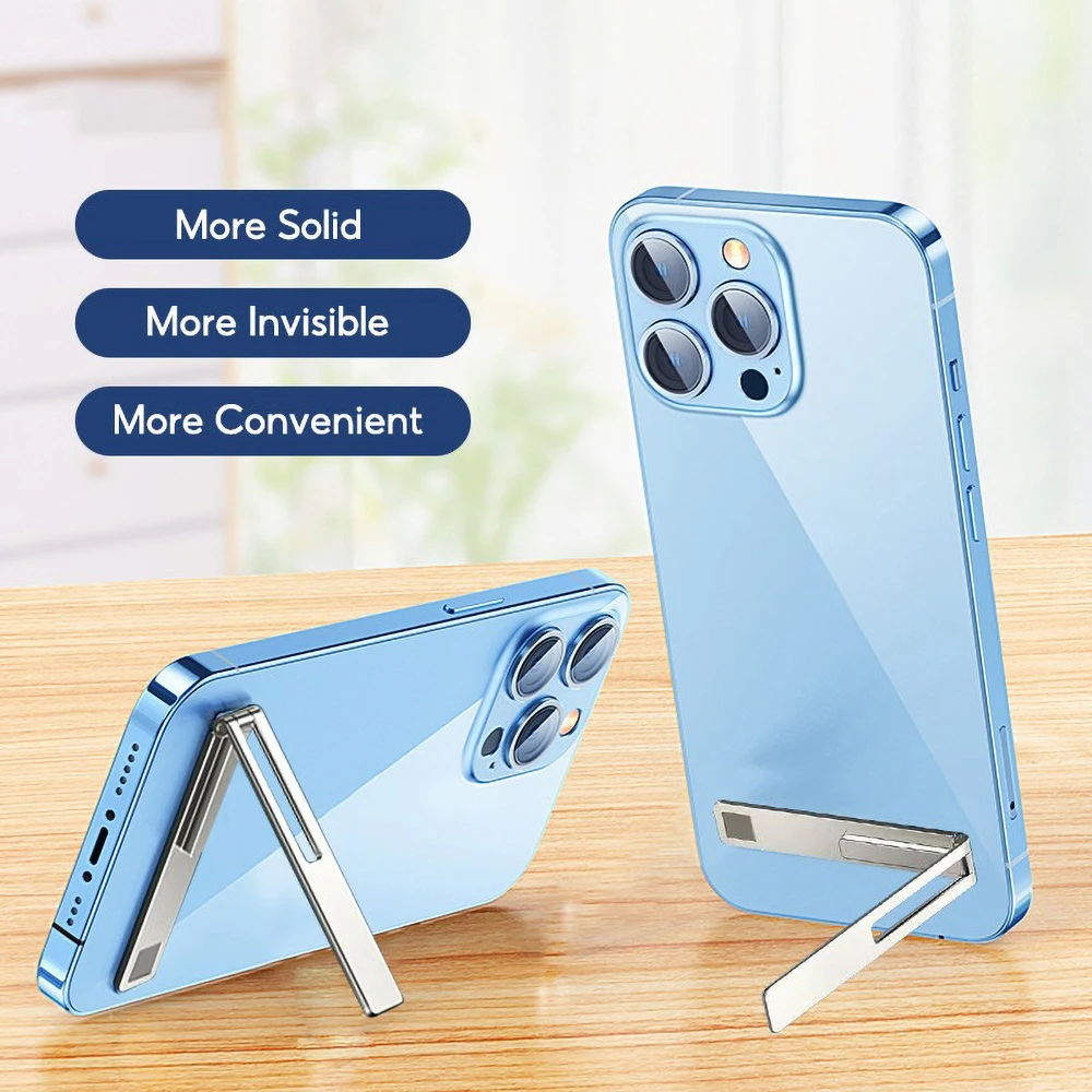 Invisible Metal Phone Kickstand Ultra-thin Hidden Self-Adhesive Stand Desktop Bracket Adjustable Foldable Metal Stand For iPhone