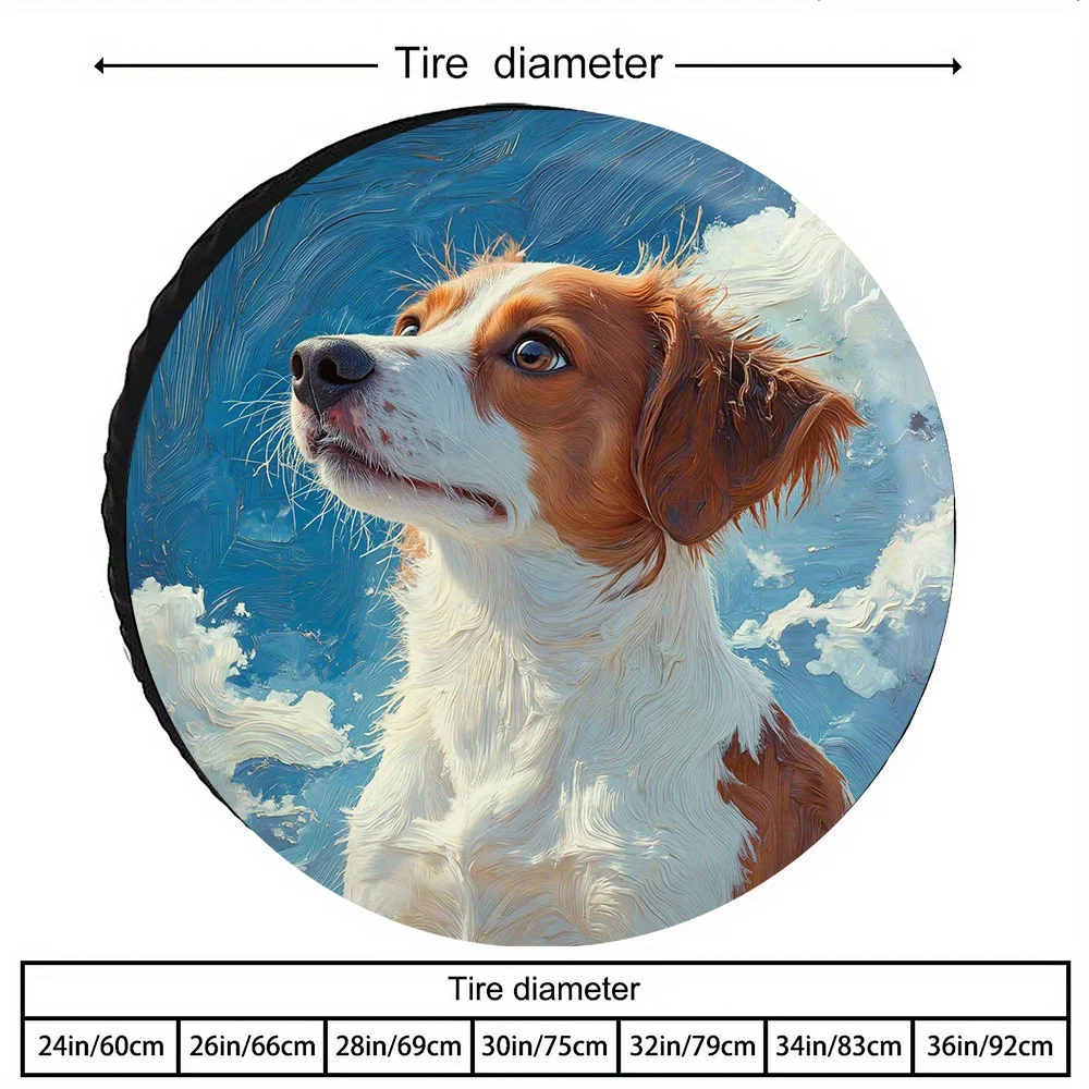 Brittany Dog Portrait Spare Tire Cover Wrangler Outdoor SUV Wheel Protector Adventure Accessory