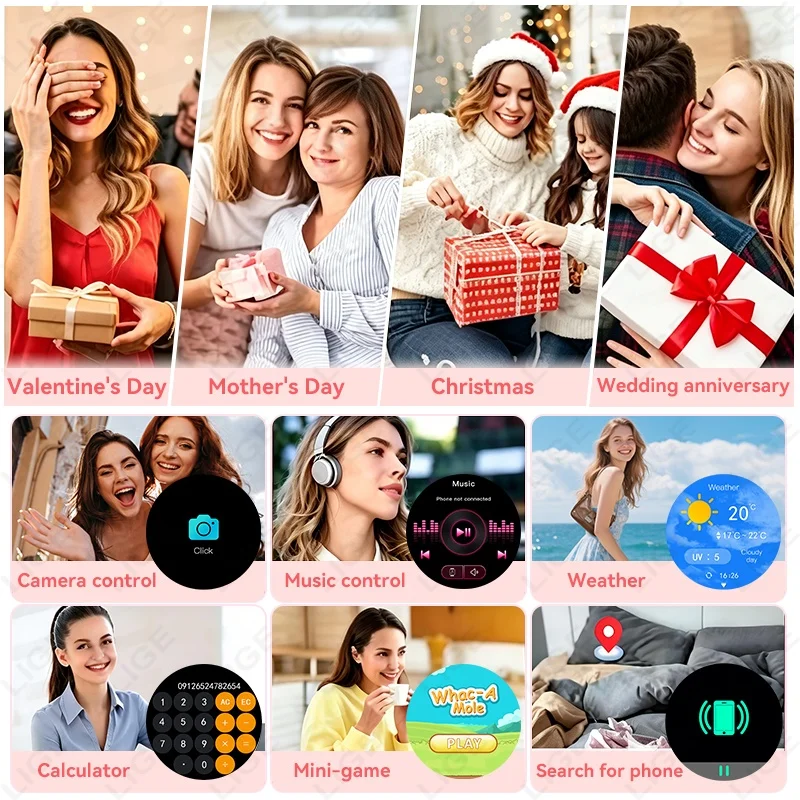 LIGE Luxury Fashion Smart Watch for Women Wireless Call Heart Rate Sleep Monitor for Dating Shopping Daily Wear Ladies Girls