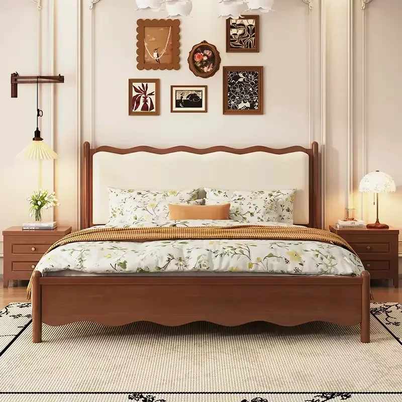Wood Comforter Frame Double Bed Luxury Drawers Full Size Bases Double Bed Headboards Bedframe Lit 2 Personnes Home Furniture