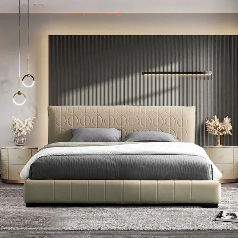 Light luxury leather bed Modern simple double bed Miloti Curtis copper coin bed Master bedroom 2.2