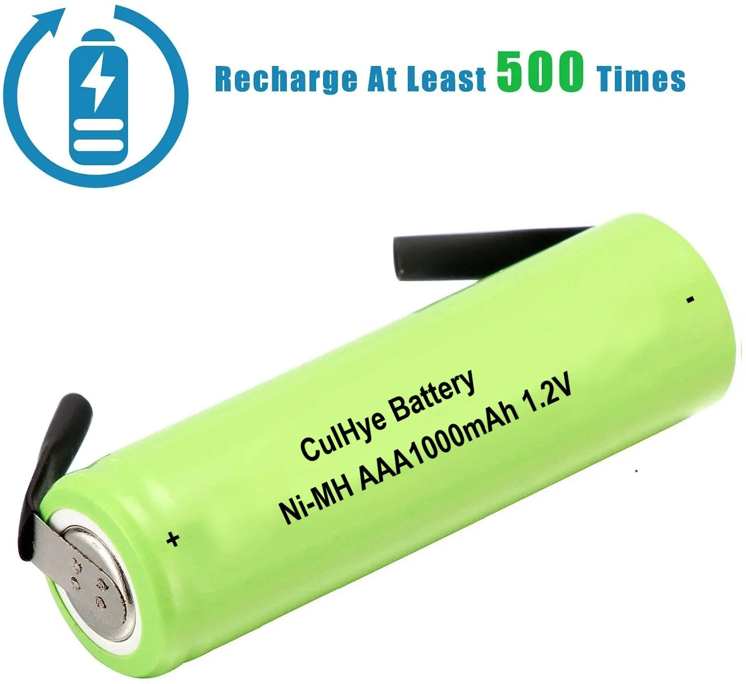 1.2V Ni-MH AAA 1000mAh Rechargeable Battery w/Tabs Compatible with Electric Razors Toothbrushe High Power Static Applications