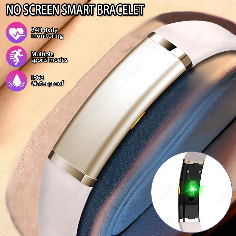 

LIGE Fashion No Screen Sport Smart Bracelets For Men Women Waterproof Built-in 24 Hours Heart Rate Health Monitor Smart Watch