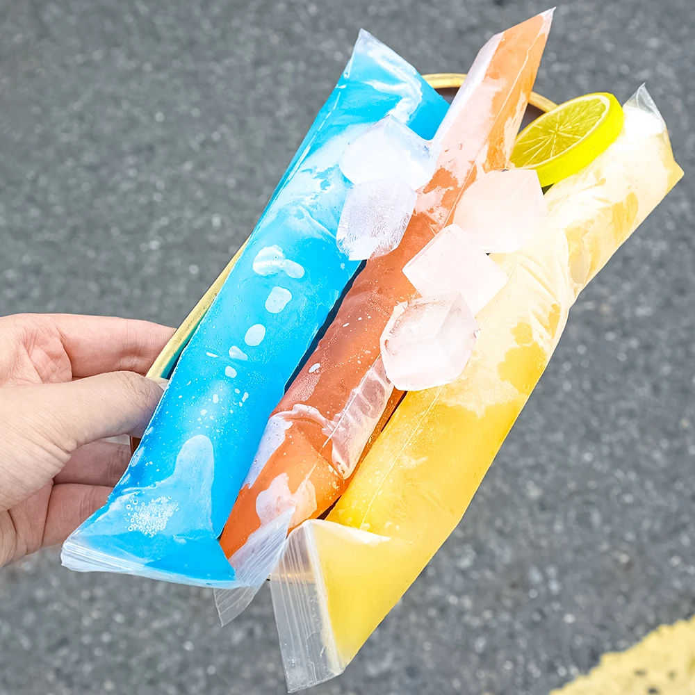 Ice Lolly Pouch Homemade Freezer Tube with Zip Seals Disposable Ice Popsicle Bags Fruit Yogurt Packaging Mold Pops Party Favors