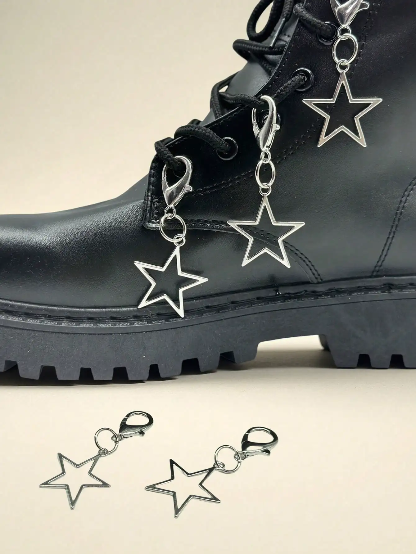 Punk 6Pcs Gothic Pentagram/Boot Decorations, Holiday Party Gifts for Canvas Shoes, Casual Sneakers, Boots, Unisex Spring Summer