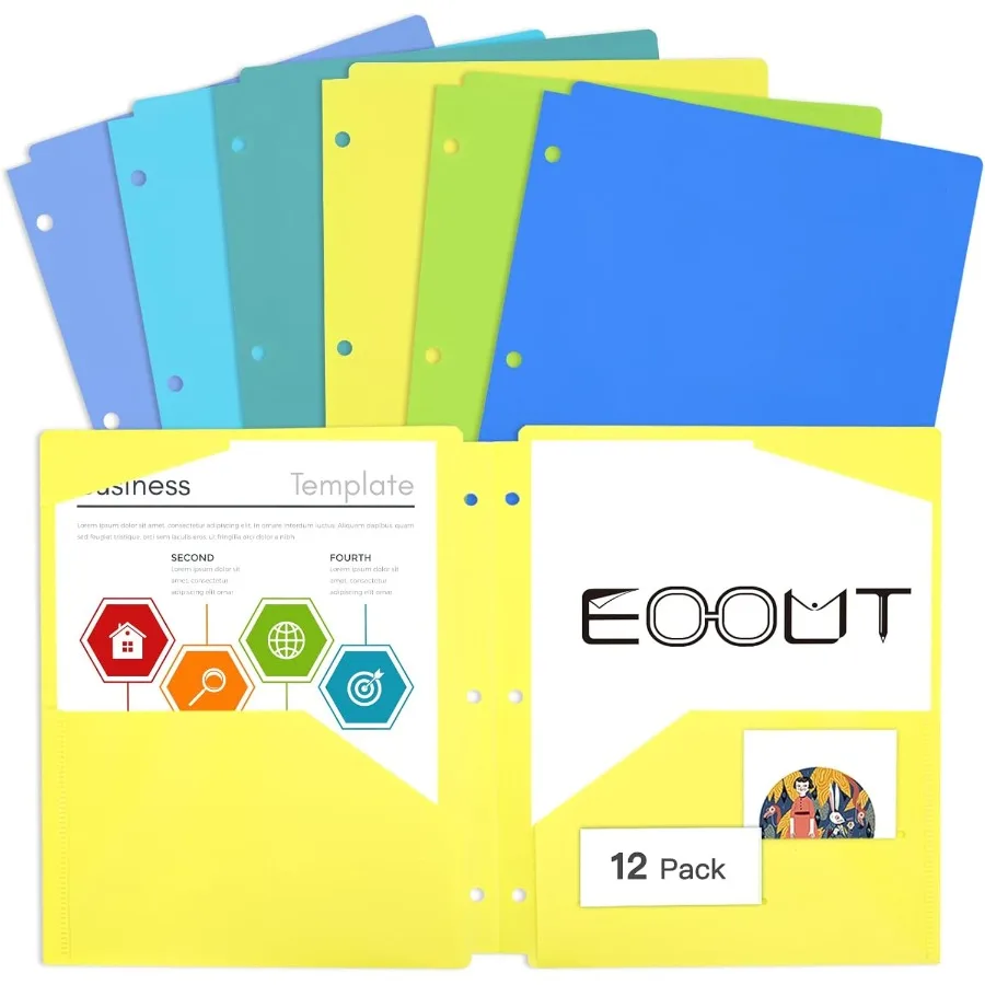 

12 папок с горшками, 3 отверстия, пуховые пластиковые папки для горшков, сверхмощные папки с 2 кастрюлями для офиса и школы, размер письма 6 драгоценных камней