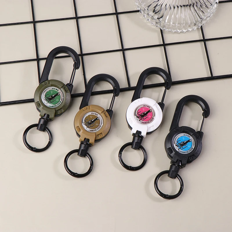 1Pc Fishing Tackle Retractable Buckle Carabiner Steel Wire Retention Rope Outdoor Anti Loss Tool Freshwater Sea Accessories