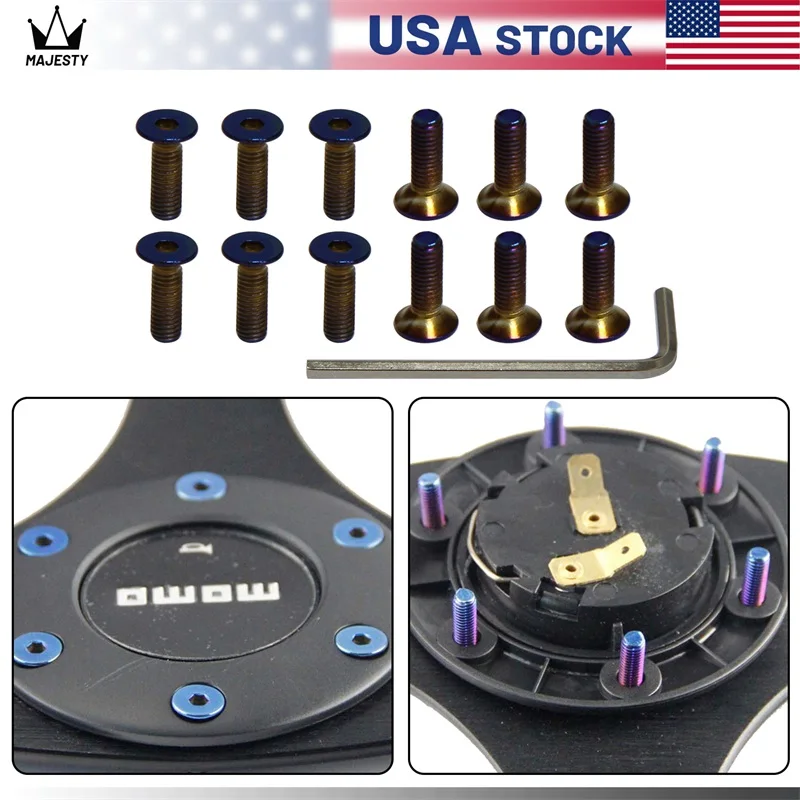 

12Pcs Steering Wheel Bolt Screw Kit For Momo Nardi Personal NRG Sparco Flat Head