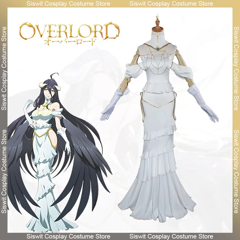 

Anime Overlord Albedo Cosplay Costume Sexy Queen Dresses Accessories Sets Women White Uniform Party Carnival Stage Show Suits