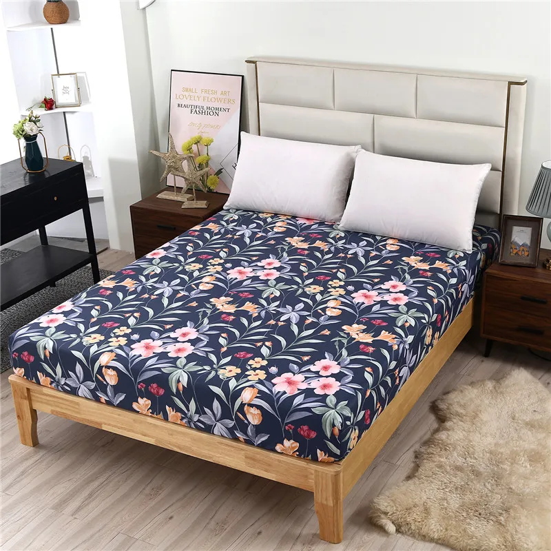 1 Pc Fitted Sheet Cotton High-Density Soft Printed Fabric With Elastic Band Bed Sheet Mattress Cover Can Be Customized size