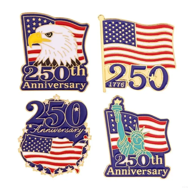 Elegant 250Th Independence Anniversary Pin Patriotic Collectible Jewelry For Jackets Bags And Special Occasions