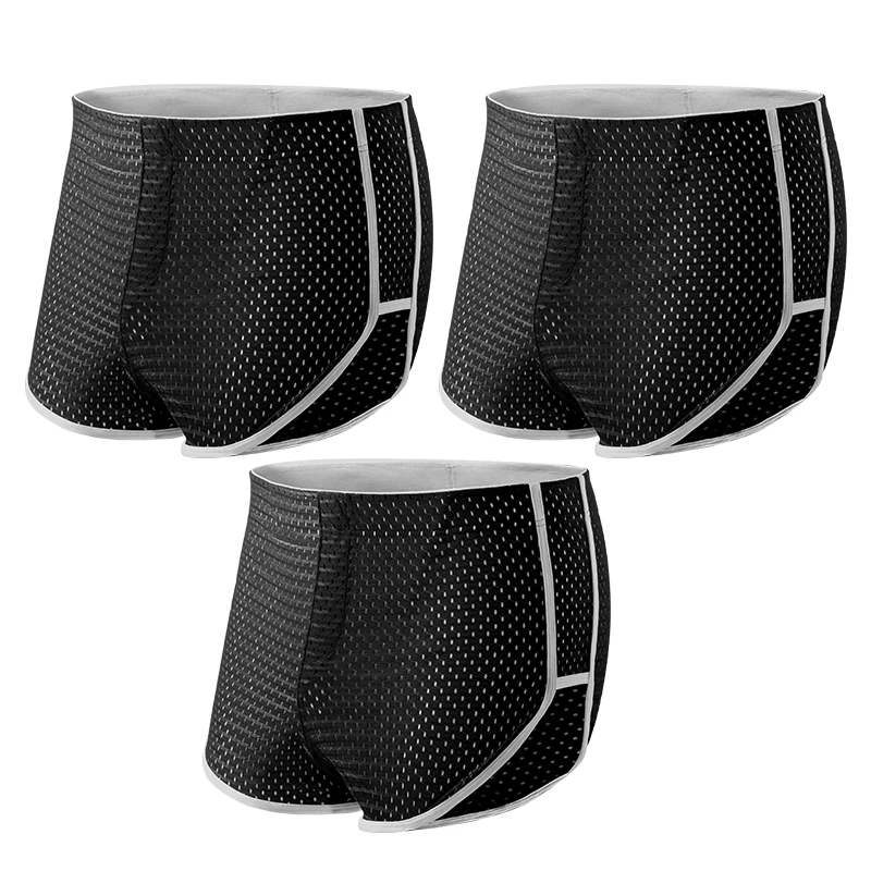 

3PCS Men's Arro pants, ice silk underpants, summer teen slits, loose, individual and trendy, one-leg pants