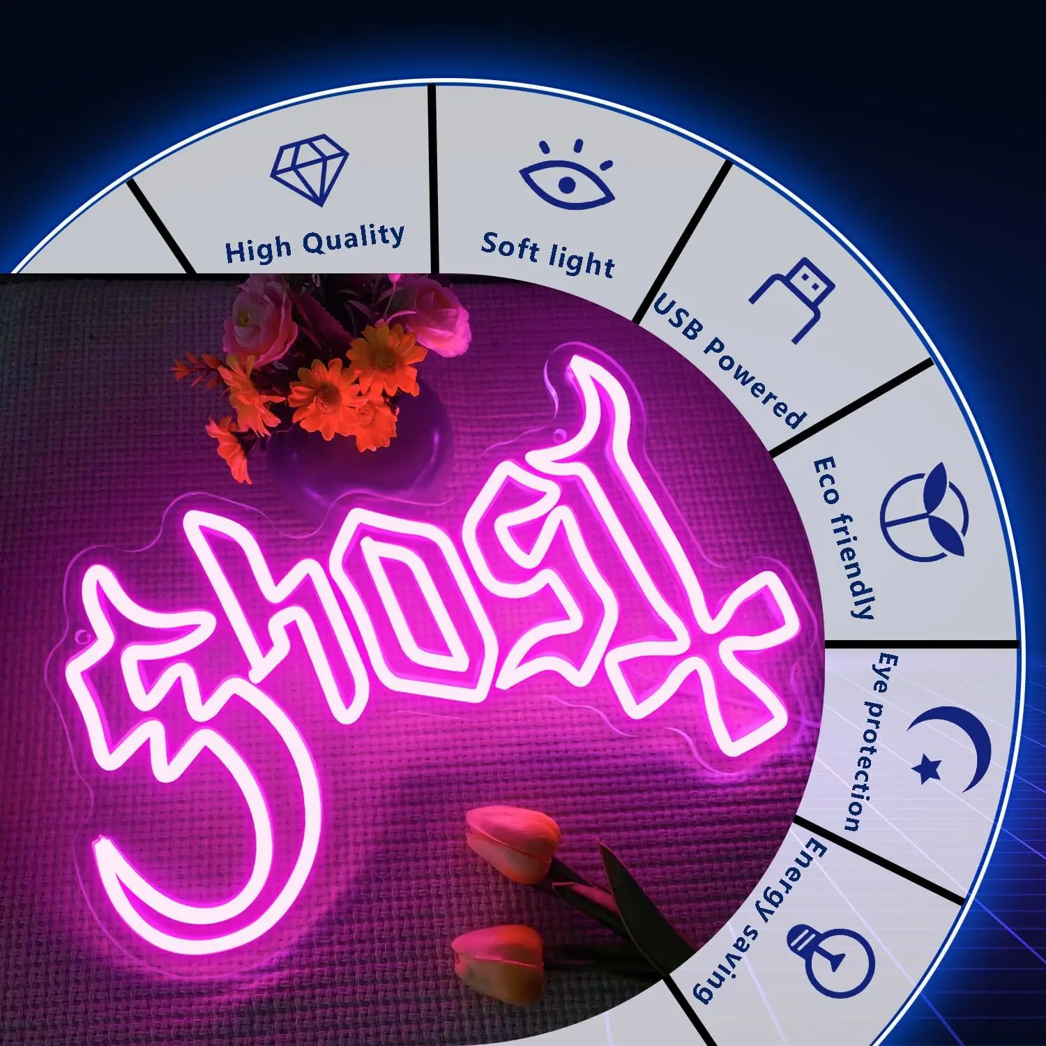 Ghost Satan Neon Light Sign estetica dimmerabile insegna al Neon per la decorazione della parete Room Party Shop Club Halloween Dorm Decor regalo di compleanno