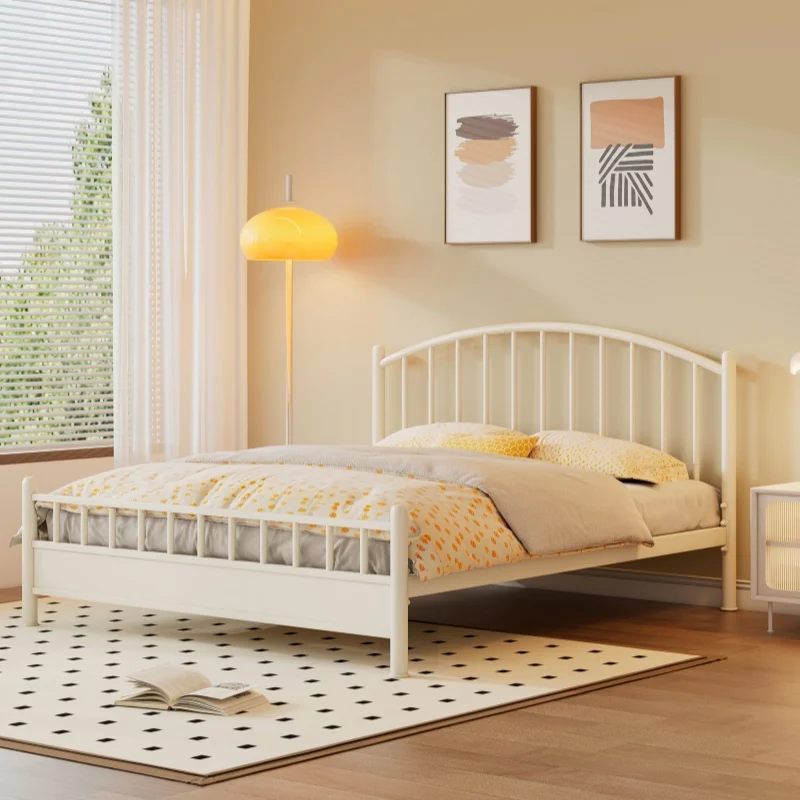Iron girl princess bed iron frame double bed household small apartment simple modern children