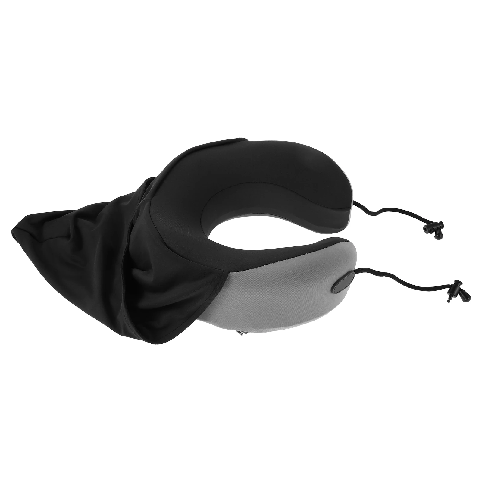 

Hooded Travel Pillow U Foam Neck Support Adjustable Strap Plane Pillow Easy Clean Portable Storage